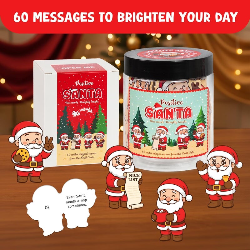 BOYESE Positive Santa Jar with 60 Daily Affirmation Card, Christmas Gifts for Teens, White Elephant Gifts, Christmas Stocking Stuffer for Teen Girls, Teen Boys, Women, Men, Coworkers, Sisters, Friends - Image 2